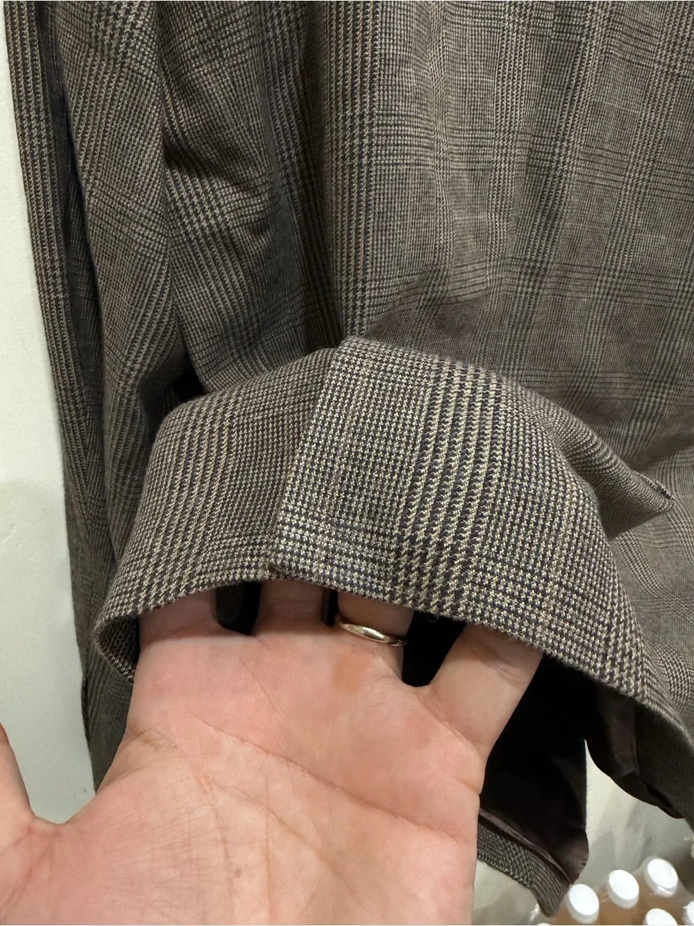 J. Crew Brown Plaid Sport Coat Fabric by Abraham Moon size 44R new with tags